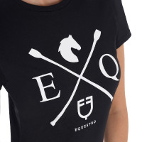 Camiseta de mujer Equestro EQ de algodón de manga corta Negro