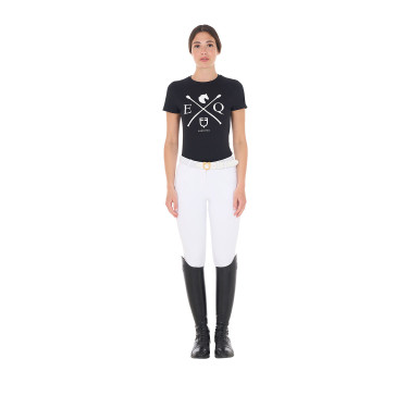 Camiseta de mujer Equestro EQ de algodón de manga corta Negro