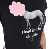 Camiseta de mujer Equestro Head In The Clouds de algodón de manga corta Negro Camiseta de mujer Equestro Head In The Clouds de algodón de manga corta Negro