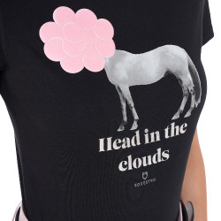 Camiseta de mujer Equestro Head In The Clouds de algodón de manga corta Negro