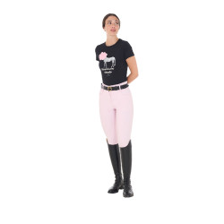 Camiseta de mujer Equestro Head In The Clouds de algodón de manga corta Negro