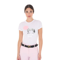 Camiseta de mujer Equestro Head In The Clouds de algodón de manga corta Blanco Camiseta de mujer Equestro Head In The Clouds de algodón de manga corta Blanco