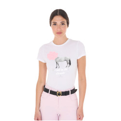 Camiseta de mujer Equestro Head In The Clouds de algodón de manga corta Blanco Camiseta de mujer Equestro Head In The Clouds de algodón de manga corta Blanco