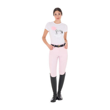 Camiseta de mujer Equestro Head In The Clouds de algodón de manga corta Blanco Camiseta de mujer Equestro Head In The Clouds de algodón de manga corta Blanco