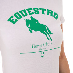 Camiseta de mujer Equestro Jumping Horse Club de algodón de manga corta Blanco