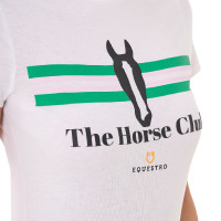 Camiseta mujer Equestro Stripe Horse Club de algodón de manga corta Blanco
