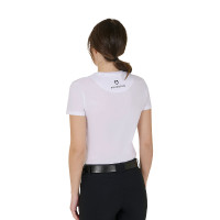 Camiseta mujer Equestro Wild Flower de algodón de manga corta Blanco