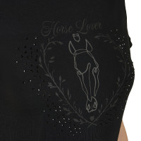 Camiseta de mujer Equestro Wild Heart de algodón de manga corta Negro