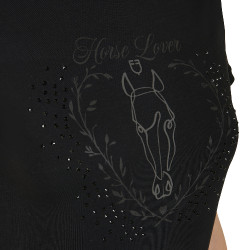 Camiseta de mujer Equestro Wild Heart de algodón de manga corta Negro