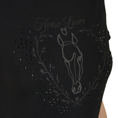 Camiseta de mujer Equestro Wild Heart de algodón de manga corta Negro