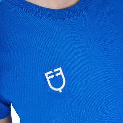 Camiseta mujer Equestro x FISE corte slim de manga corta Azul de Savoie