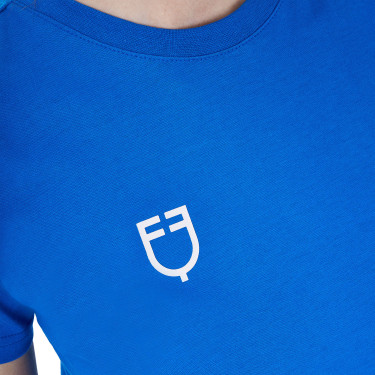 Camiseta mujer Equestro x FISE corte slim de manga corta Azul de Savoie