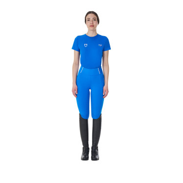 Camiseta mujer Equestro x FISE corte slim de manga corta Azul de Savoie