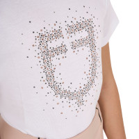 Camiseta de niña Equestro de corte entallado con logo rosa con purpurina y mangas cortas Blanco