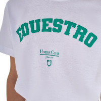 Camiseta niña Equestro Horse Club de algodón de manga corta Blanco