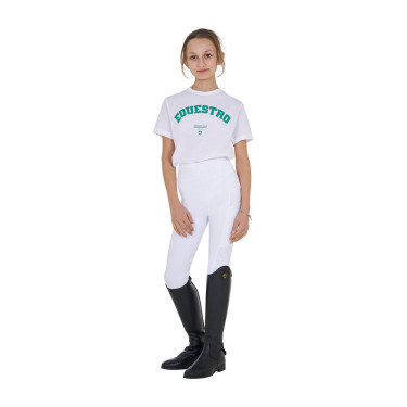 Camiseta niña Equestro Horse Club de algodón de manga corta Blanco Camiseta niña Equestro Horse Club de algodón de manga corta Blanco