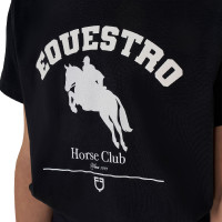 Camiseta niña Equestro Jumping Horse Club de algodón de manga corta Negro Camiseta niña Equestro Jumping Horse Club de algodón de manga corta Negro