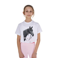 Camiseta para niña Equestro Ready To The Party de algodón con strass, manga corta Negro