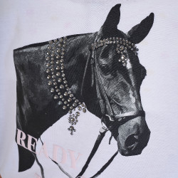 Camiseta para niña Equestro Ready To The Party de algodón con strass, manga corta Blanco Camiseta para niña Equestro Ready To The Party de algodón con strass, manga corta Blanco
