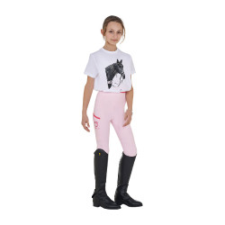 Camiseta para niña Equestro Ready To The Party de algodón con strass, manga corta Blanco Camiseta para niña Equestro Ready To The Party de algodón con strass, manga corta Blanco