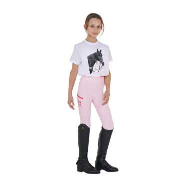 Camiseta para niña Equestro Ready To The Party de algodón con strass, manga corta Blanco Camiseta para niña Equestro Ready To The Party de algodón con strass, manga corta Blanco