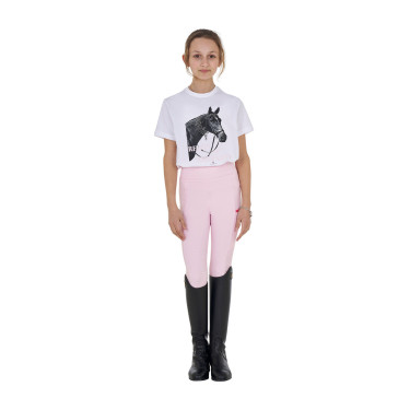 Camiseta para niña Equestro Ready To The Party de algodón con strass, manga corta Blanco Camiseta para niña Equestro Ready To The Party de algodón con strass, manga corta Blanco