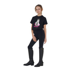 Camiseta para niña Equestro So Lovely de algodón de manga corta Negro