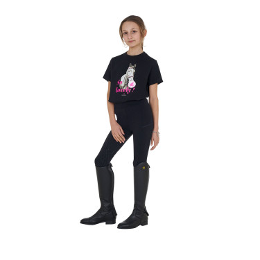 Camiseta para niña Equestro So Lovely de algodón de manga corta Negro
