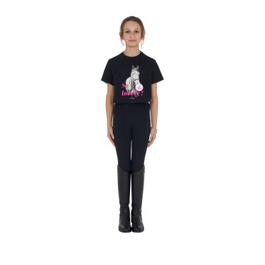 Camiseta para niña Equestro So Lovely de algodón de manga corta Negro