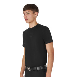 Camiseta de hombre Equestro básica con logo tono sobre tono de manga corta Negro