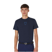 Camiseta de hombre Equestro básica con logo tono sobre tono de manga corta Negro
