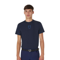 Camiseta de hombre Equestro básica con logo tono sobre tono de manga corta Marino Azul marino