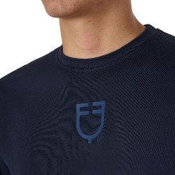 Camiseta de hombre Equestro básica con logo tono sobre tono de manga corta Marino Azul marino