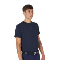 Camiseta de hombre Equestro básica con logo tono sobre tono de manga corta Negro