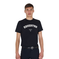 Camiseta de hombre Equestro Horse Club de algodón de manga corta Negro