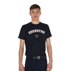 Camiseta de hombre Equestro Horse Club de algodón de manga corta Negro