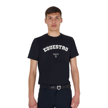 Camiseta de hombre Equestro Horse Club de algodón de manga corta Negro