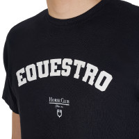 Camiseta de hombre Equestro Horse Club de algodón de manga corta Negro