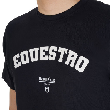 Camiseta de hombre Equestro Horse Club de algodón de manga corta Negro