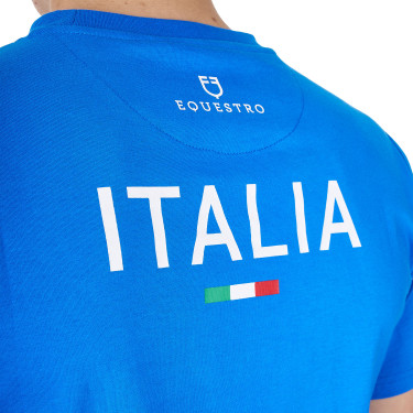 Camiseta de hombre Equestro x FISE de corte slim de manga corta Azul de Savoie