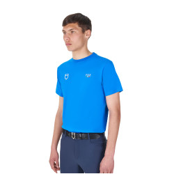 Camiseta de hombre Equestro x FISE de corte slim de manga corta Azul de Savoie