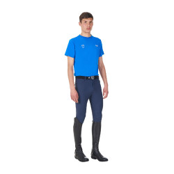 Camiseta de hombre Equestro x FISE de corte slim de manga corta Azul de Savoie