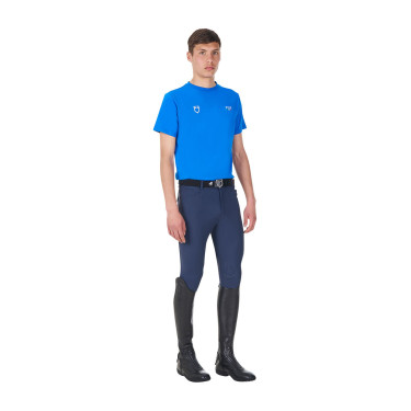 Camiseta de hombre Equestro x FISE de corte slim de manga corta Azul de Savoie