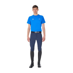 Camiseta de hombre Equestro x FISE de corte slim de manga corta Azul de Savoie