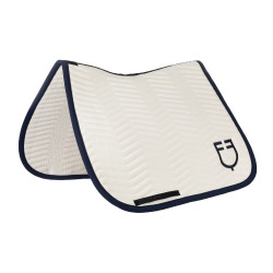 Manta de doma Equestro acolchada Wave en tejido técnico Blanco antiguo / azul marino blazer
