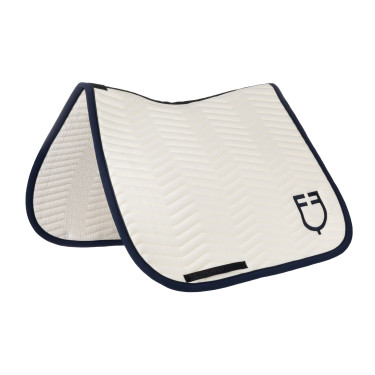 Manta de doma Equestro acolchada Wave en tejido técnico Blanco antiguo / azul marino blazer
