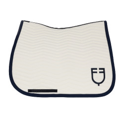 Manta de doma Equestro acolchada Wave en tejido técnico Blanco antiguo / azul marino blazer