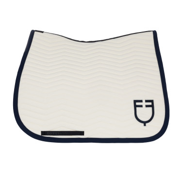 Manta de doma Equestro acolchada Wave en tejido técnico Blanco antiguo / azul marino blazer