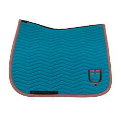 Manta de doma Equestro acolchada Wave en tejido técnico Azul coral / marrón