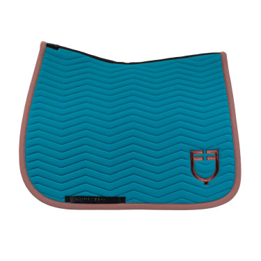 Manta de doma Equestro acolchada Wave en tejido técnico Azul coral / marrón